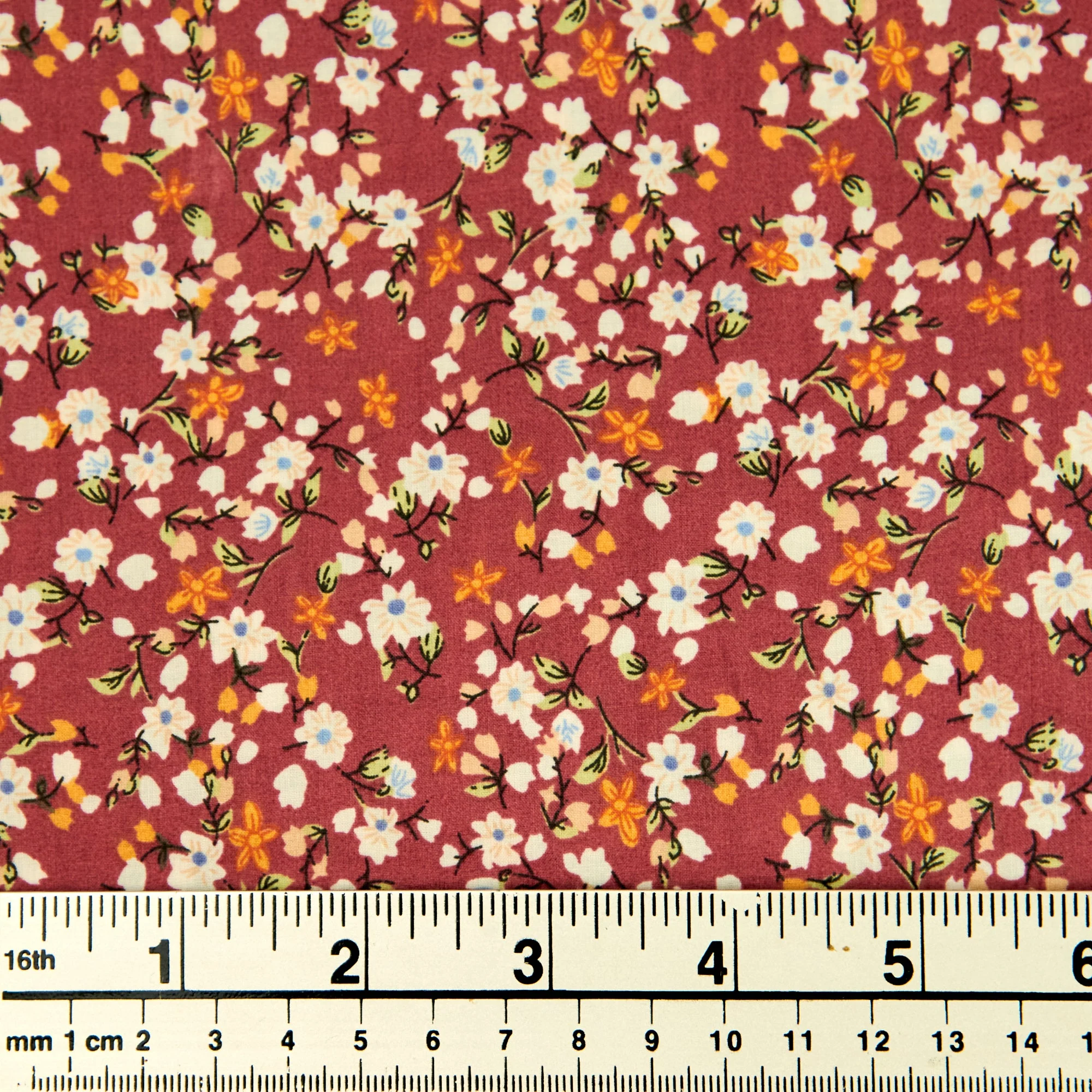 Printed Cotton Lawn Fabric, Pink Stems And Flowers- Width 140cm