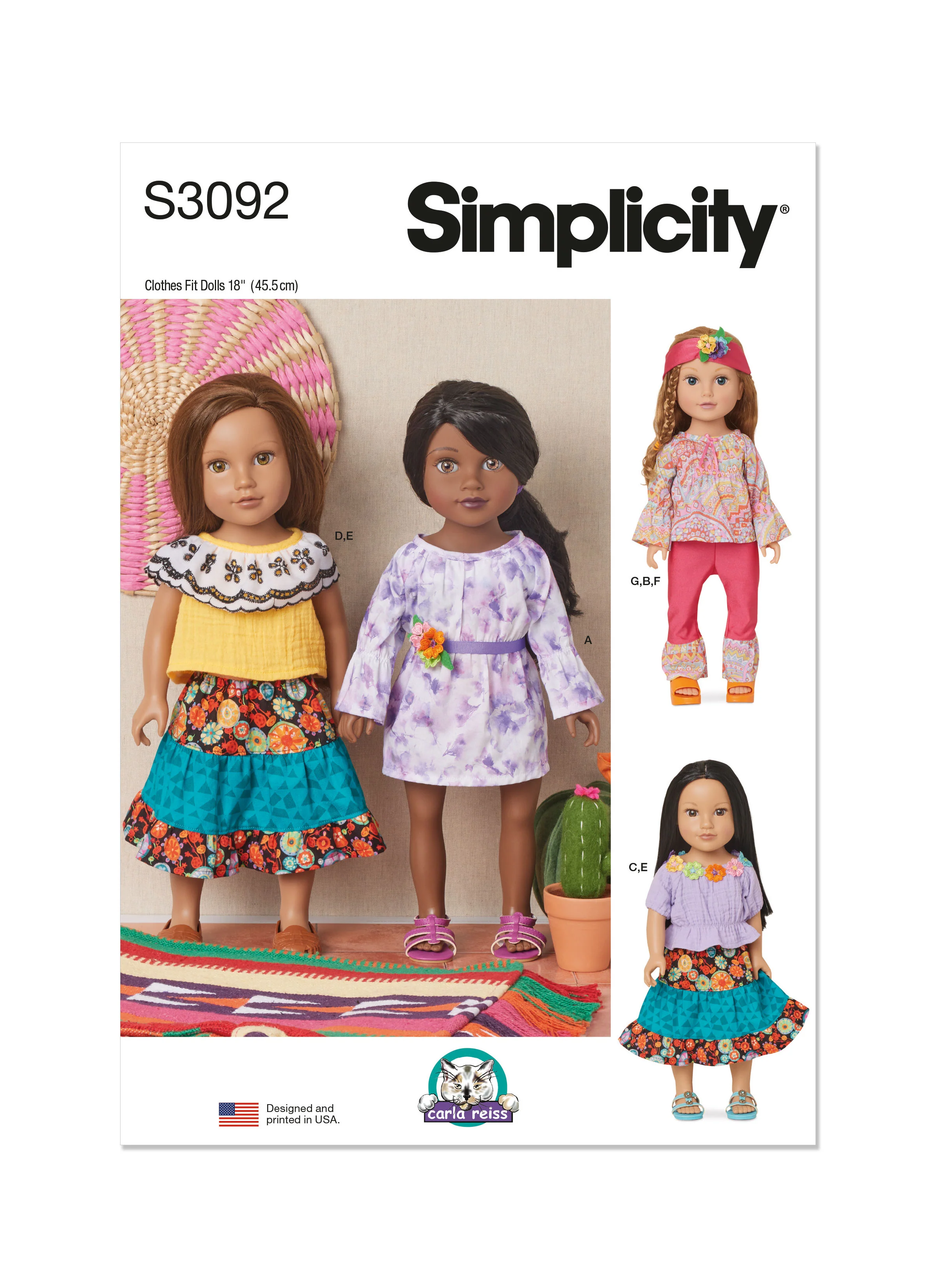 Simplicity Pattern S3092 18" Doll Clothes