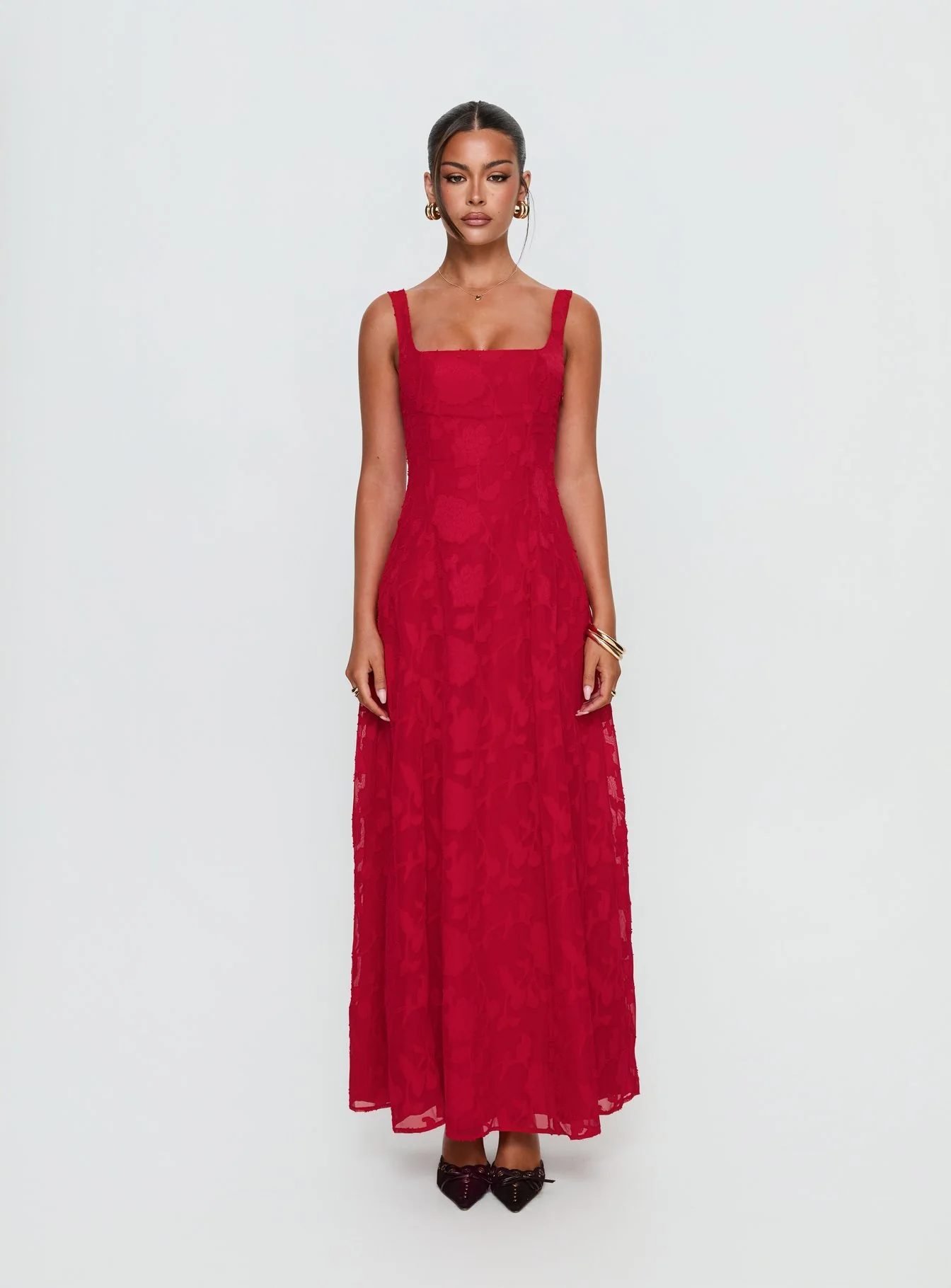 Margaux Burnout Maxi Dress Red