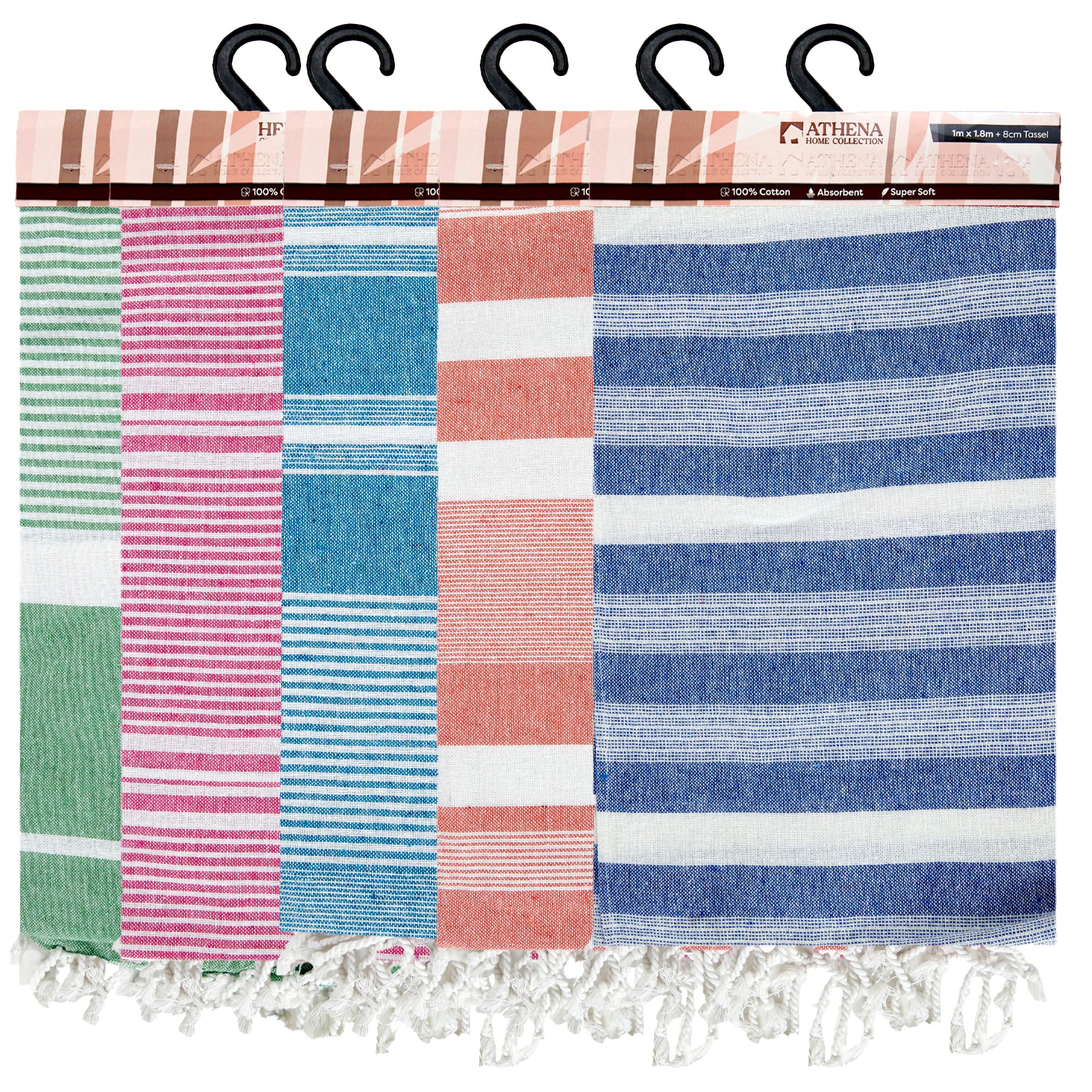 Athena Home Collection Assorted Turkish Towels, 1m x 1.8m