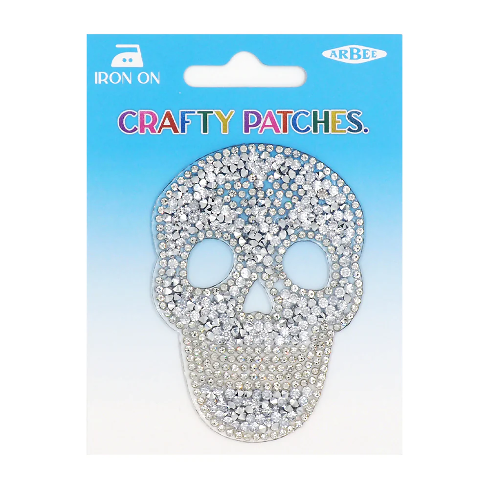 Arbee Crafty Patch, Rhinestone Skull- 1pc
