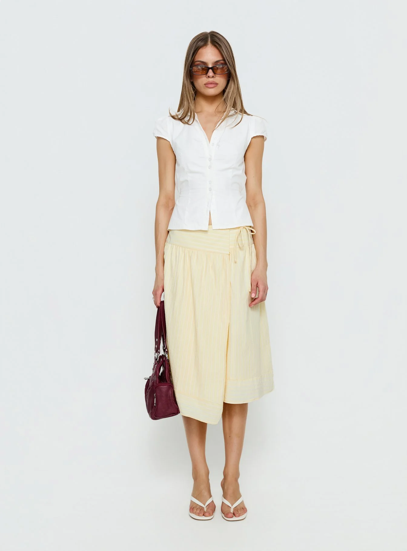 Sunney Wrap Midi Skirt Yellow