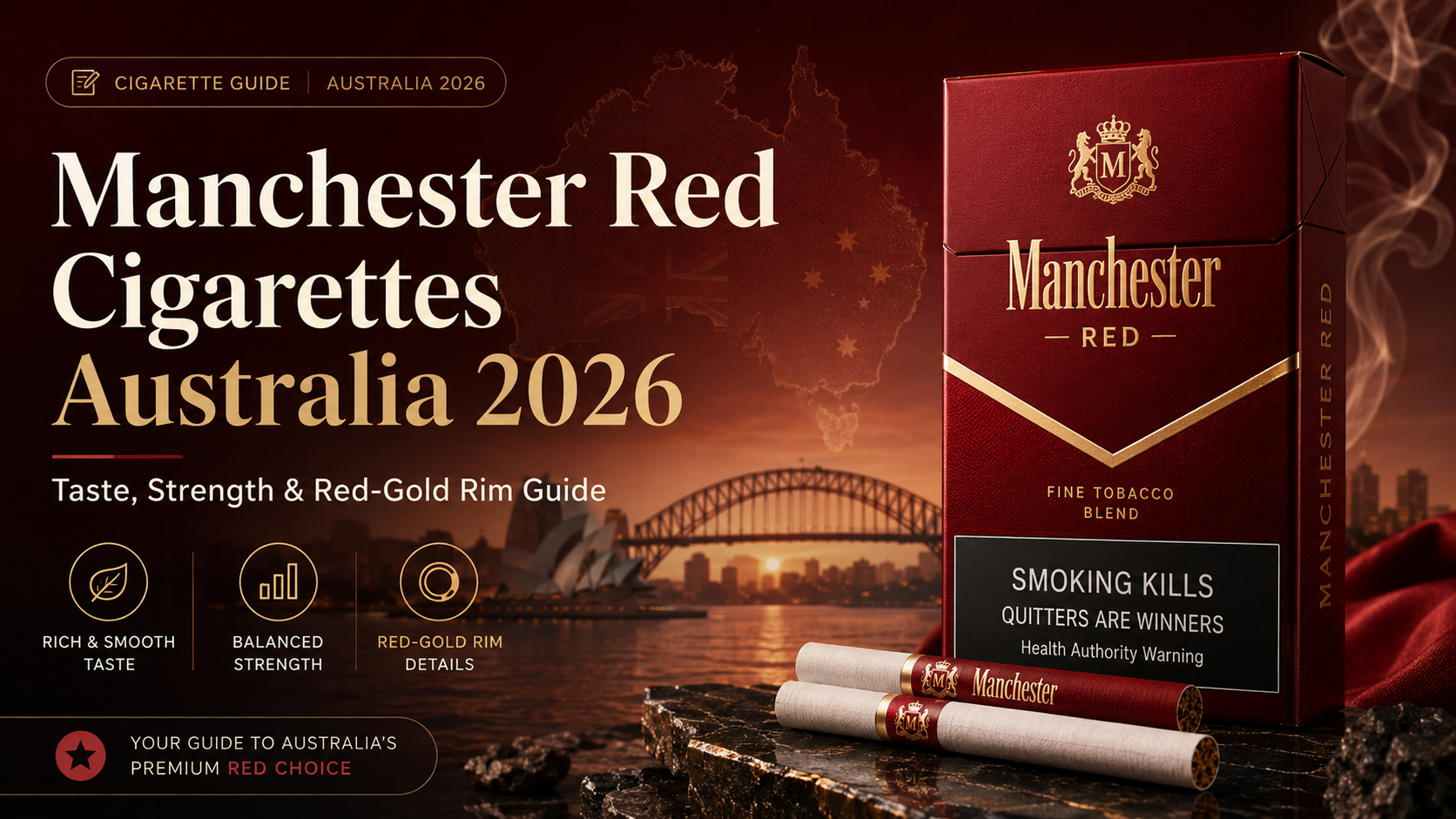 Manchester Red Cigarettes Australia: Taste, Strength & Red-Gold Rim Guide