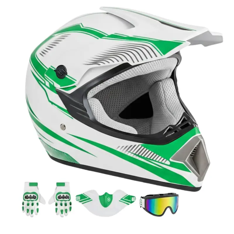 Komplet kasku integralnego do motocykli motocrossowych, quadów i quadów (wraz z goglami i rękawicami)