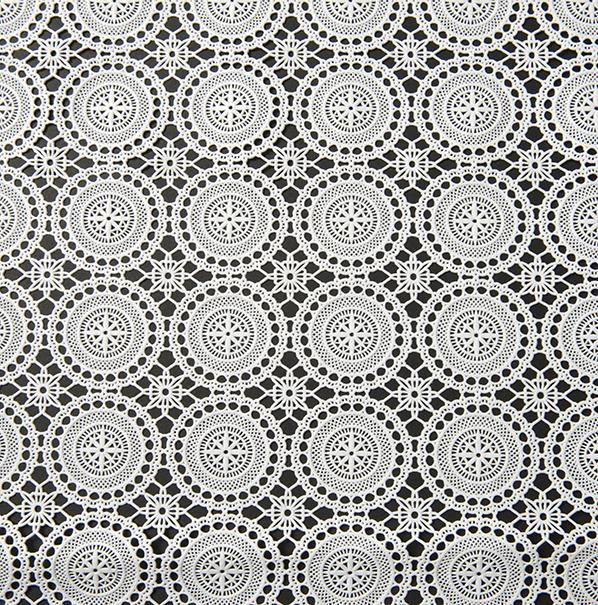 PVC Lace Runner, White Circles- Width 50cm