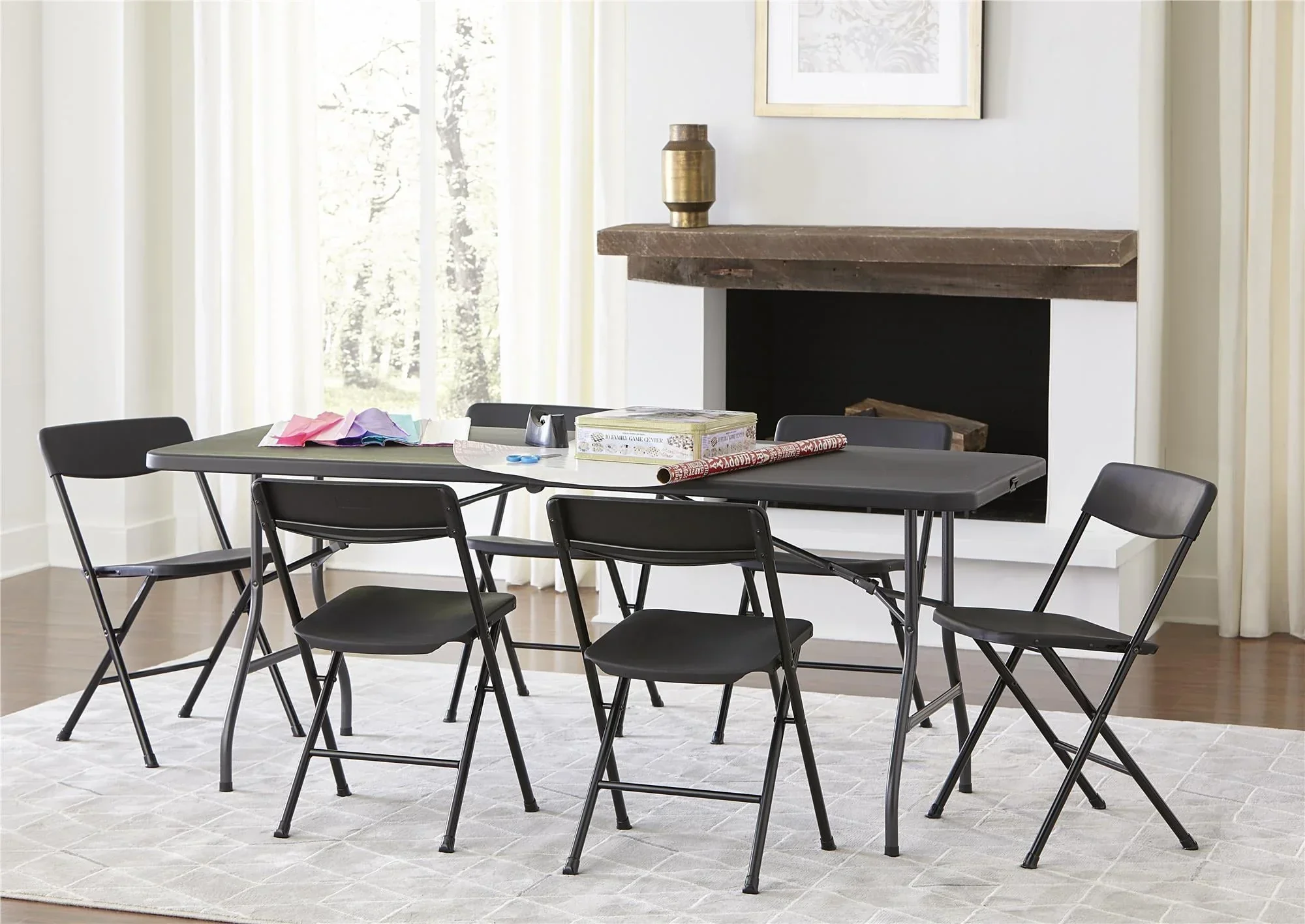 Cosco 6 Foot Centerfold Folding Table, Black