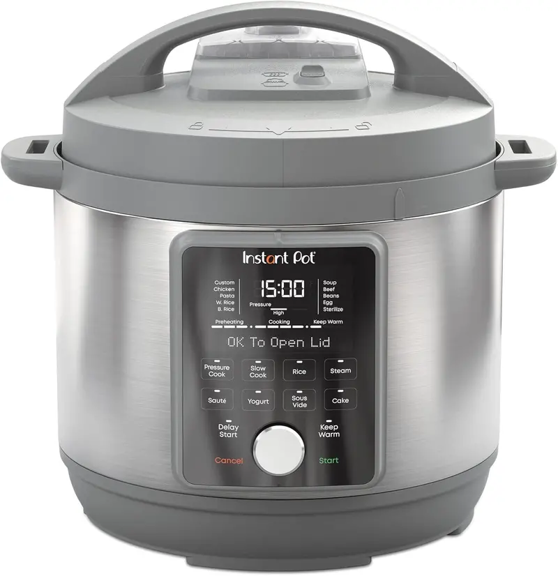 Szybkowar elektryczny Instant Pot 9 w 1 o pojemności 8 litrów, niezwykle cichy – cicha praca, ustawienia do gotowania ryżu i gotowania na parze