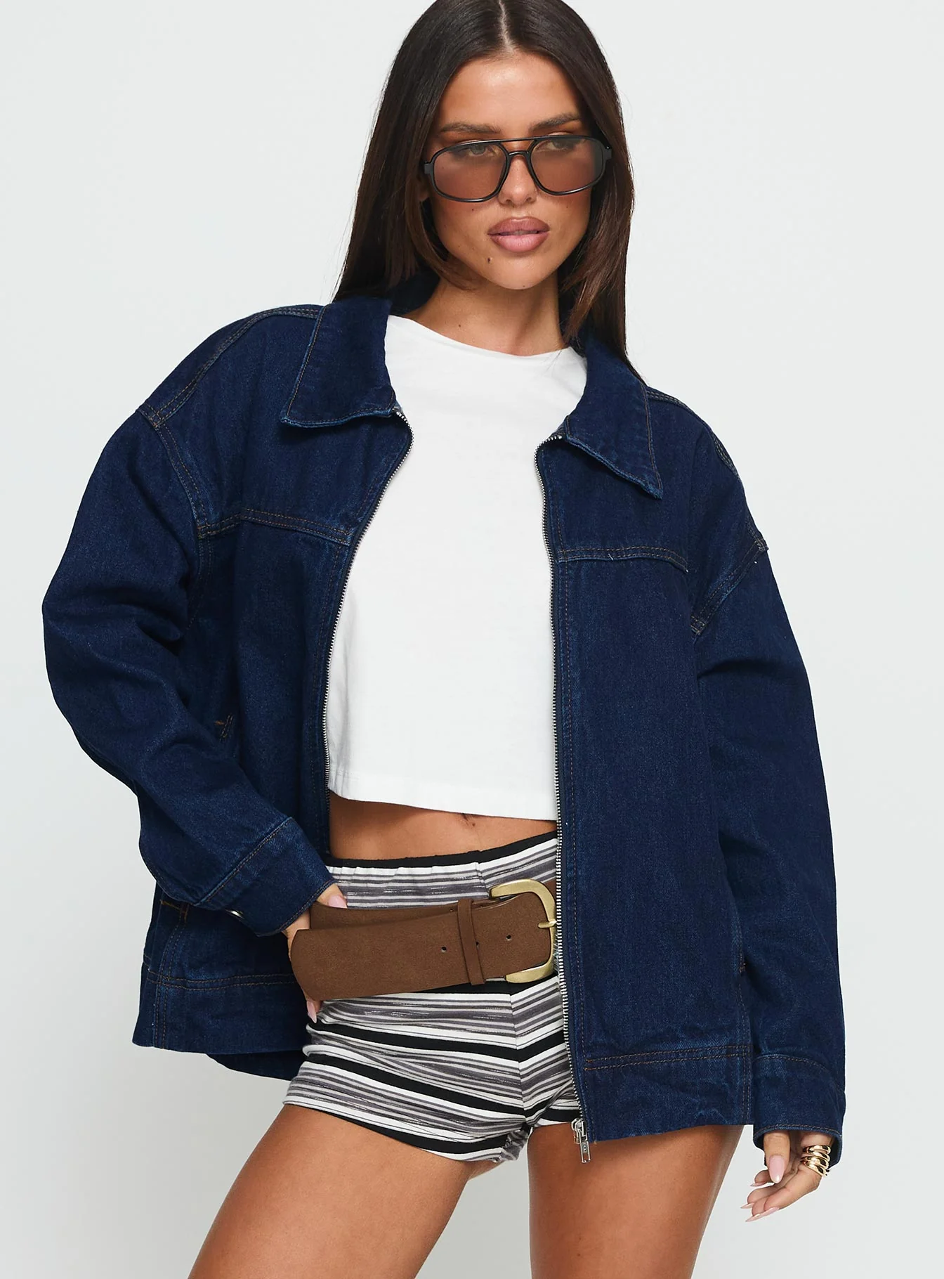 Goldsmith Denim Bomber Jacket Dark Wash