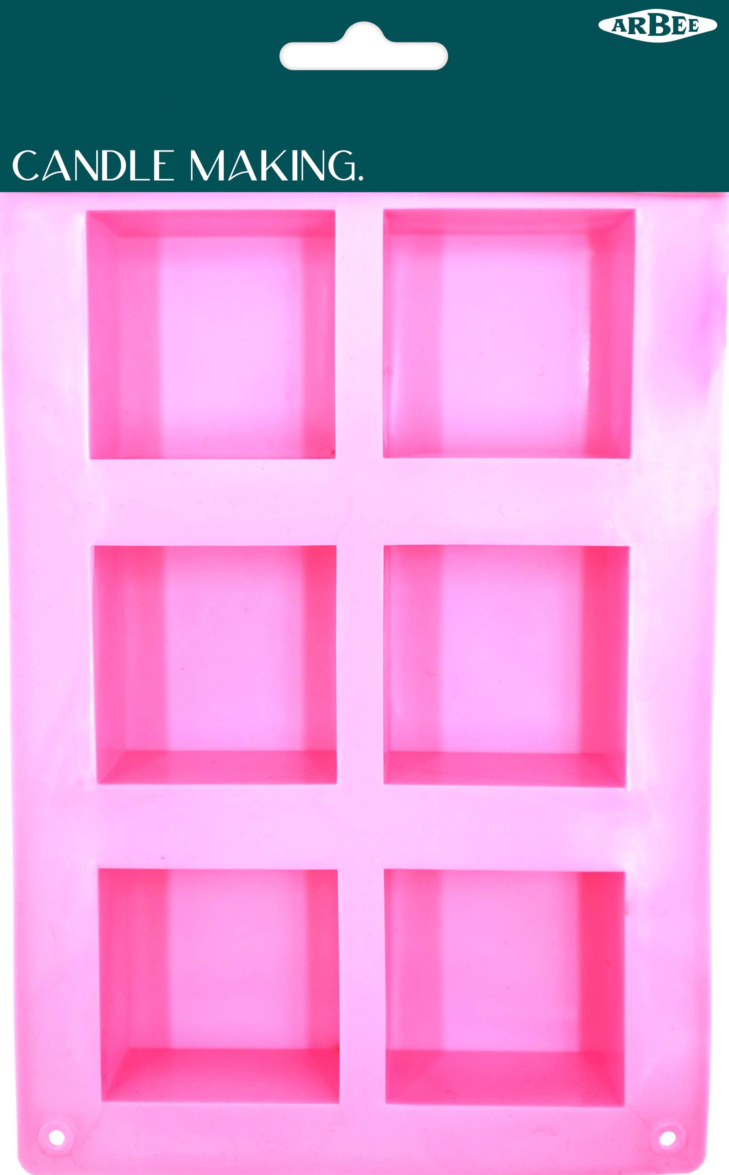 Arbee Silicone Candle Mould, Pink- Square