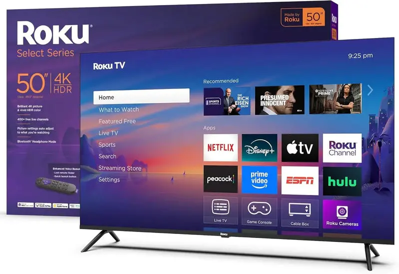 Telewizor Smart TV Roku Select Series 50 cali 4K HDR – wbudowany streaming, sterowanie głosowe, dźwięk Dolby