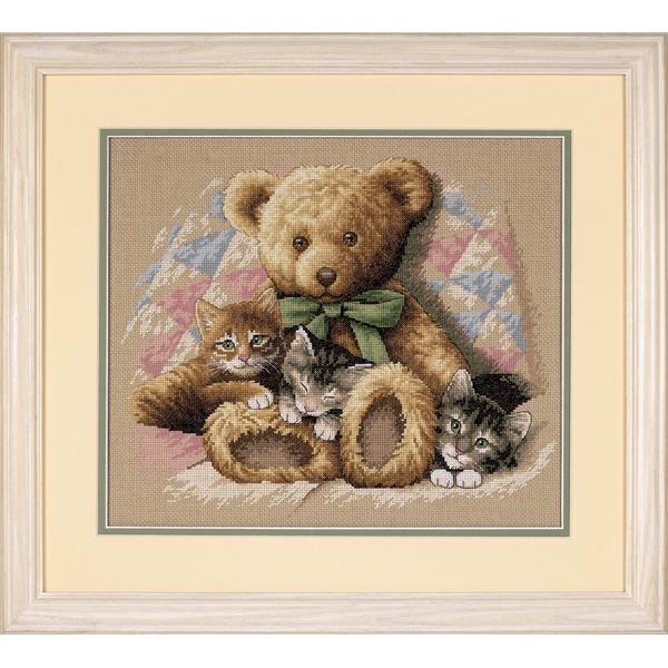 Dimensions Stitch Kit, Teddy & Kittens- 36x30cm
