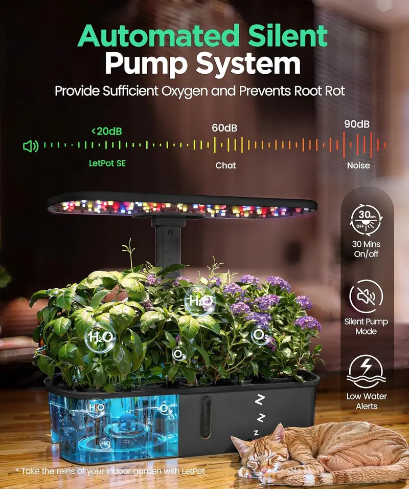 Zestaw do uprawy hydroponicznej Full Spectrum Smart – ogród wewnętrzny na 12 doniczek z lampą 24 W, Wi-Fi i obsługą aplikacji