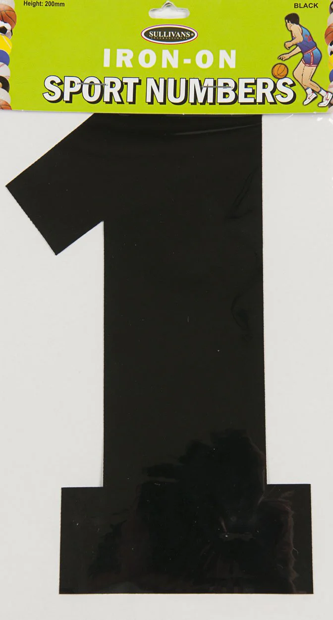 Sullivans Iron On Number 1, Black- 20cm