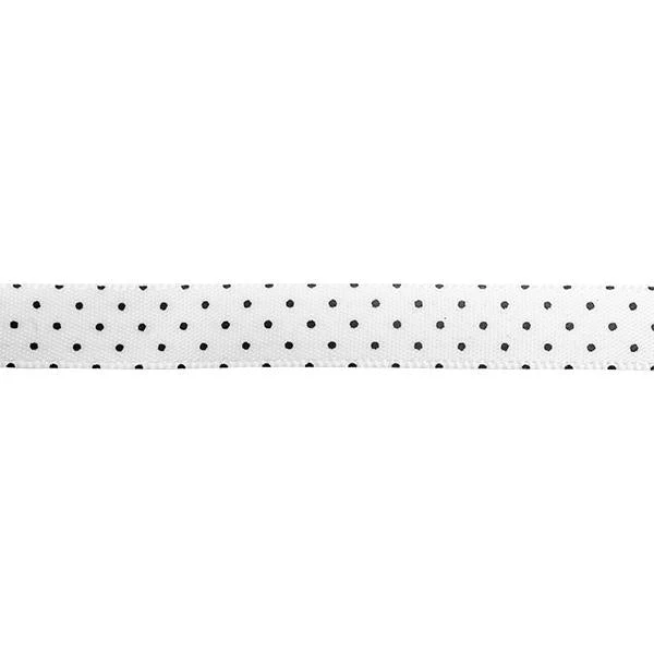 Makr Ribbon, Small Dots White Satin- 9mmx9.1m