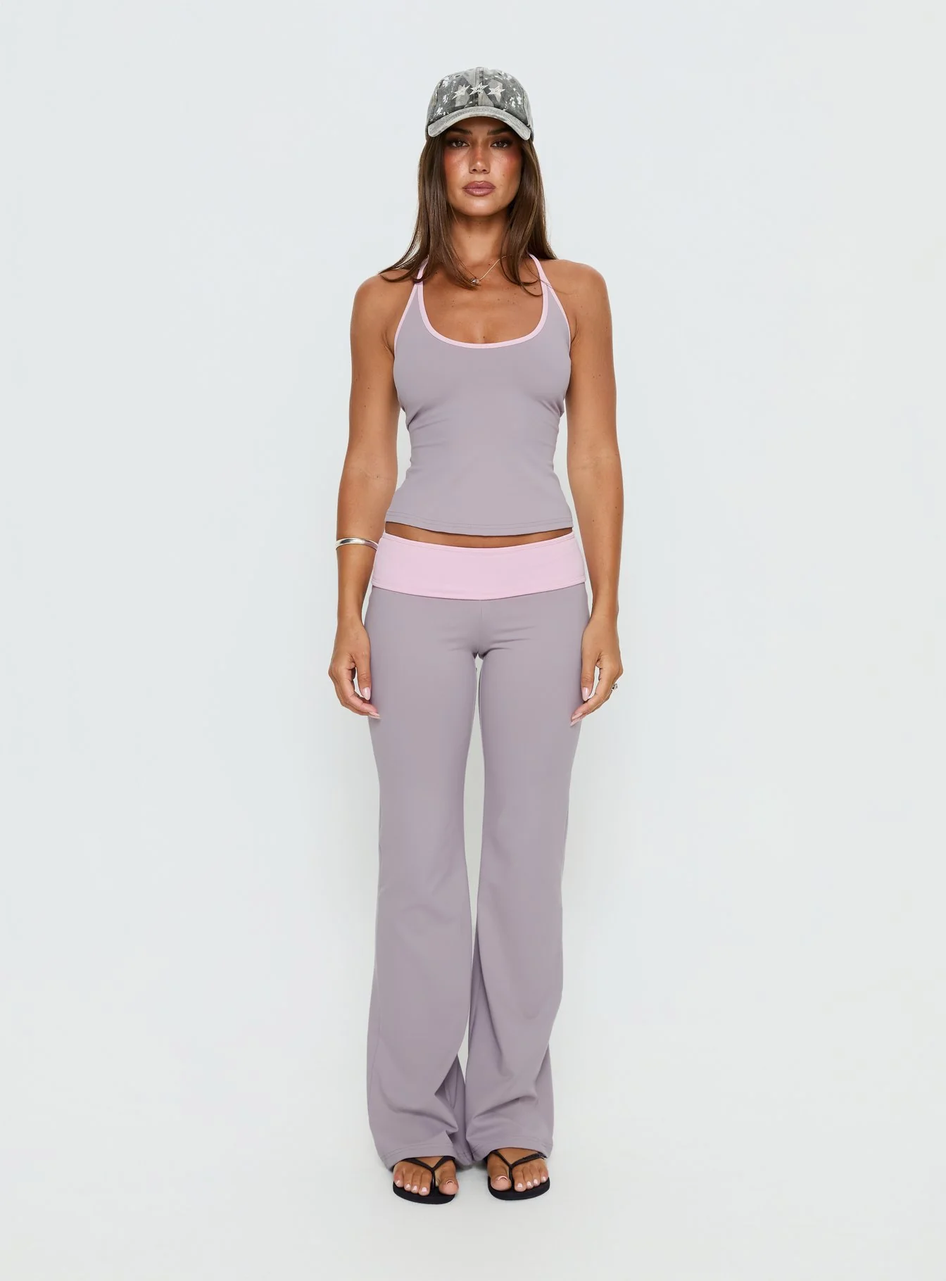 Kobee Jersey Halter Top Slate / Dusty Pink