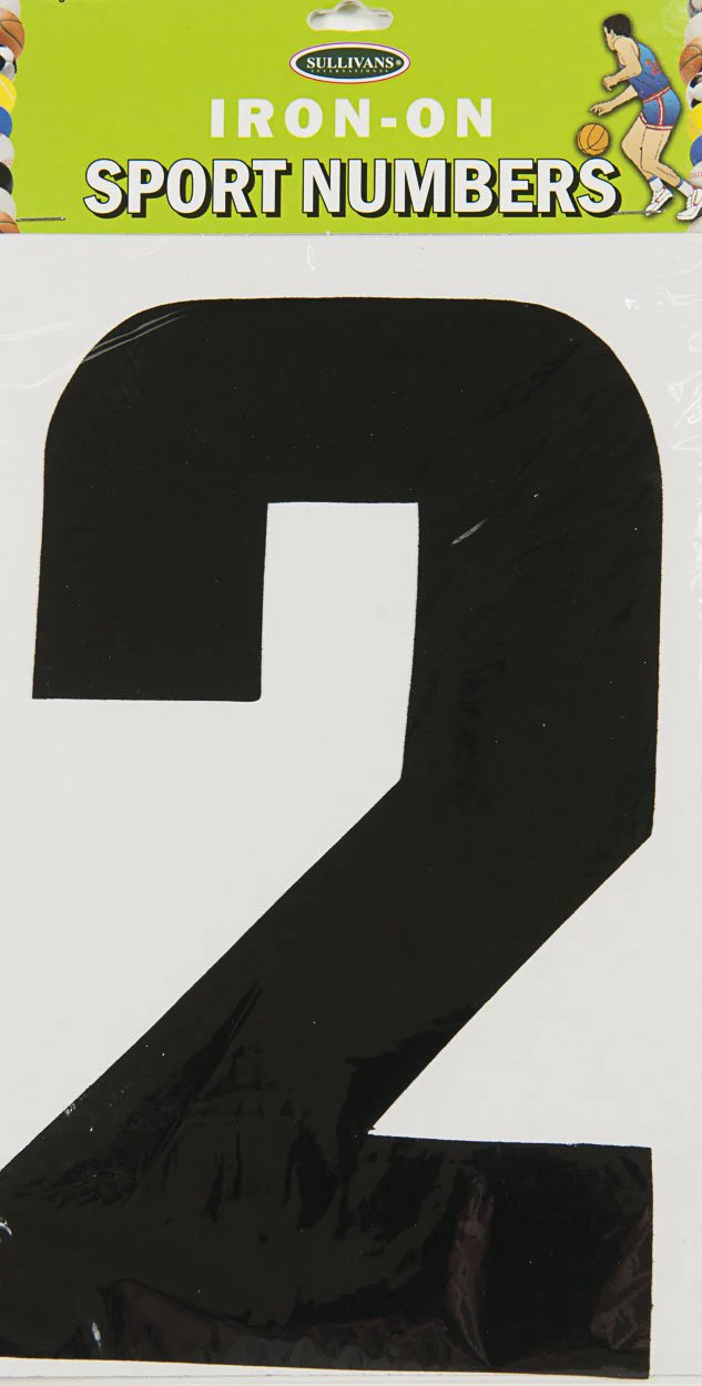 Sullivans Iron On Number 2, Black- 20cm