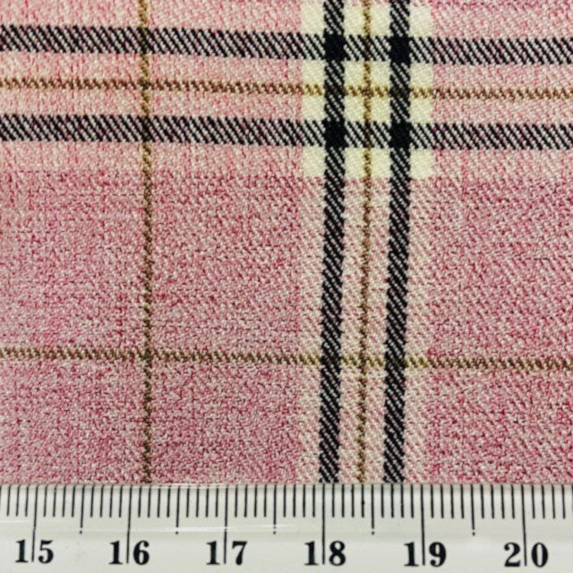 Check Suiting Fabric, Rose Pink Check- 150cm