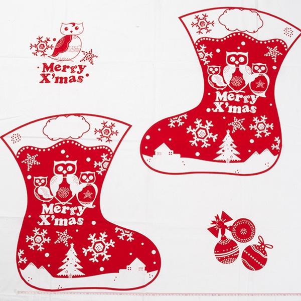 Christmas Cotton Fabric, Red Stocking- Width 112cm