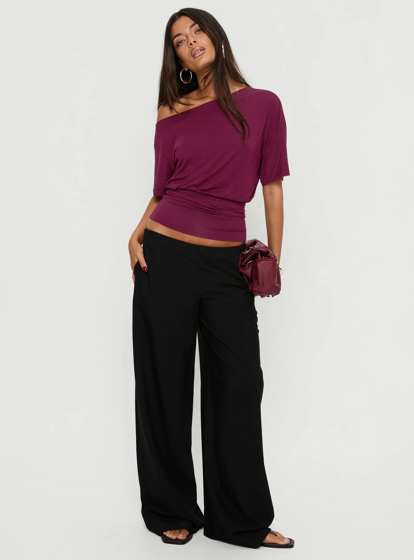 Khane Low Rise Wide Leg Pant Black