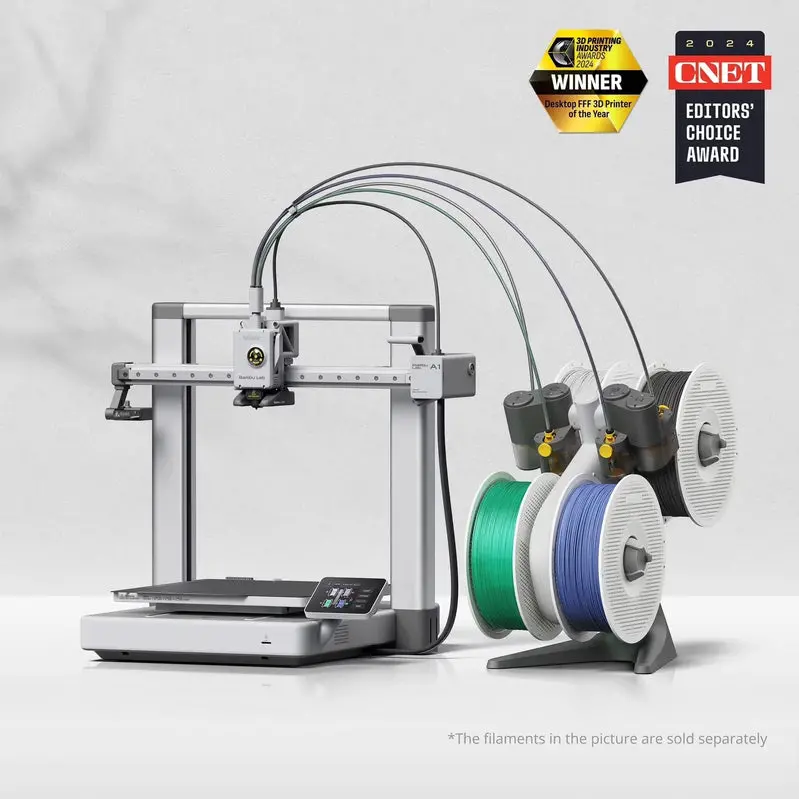 Drukarka 3D Bambu Lab A1 Combo – szybki system podwójnego wytłaczania w kolorze srebrnym