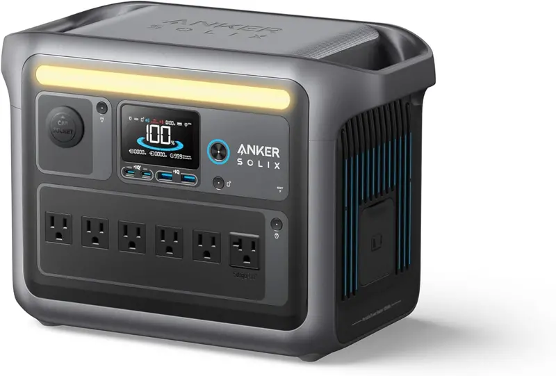 Przenośna elektrownia SOLIX C1000, akumulator LiFePO4 1056 Wh, moc 1800 W, nadaje się do zasilania energią słoneczną, 6 gniazd