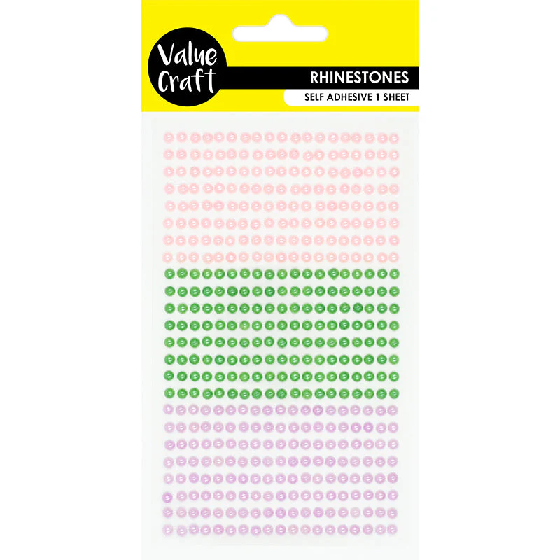 Value Craft Rhinestones Sticker, Pearls Pastel- 3mm
