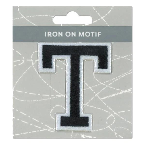 Sullivans Iron On Motif, Black T- 75mm