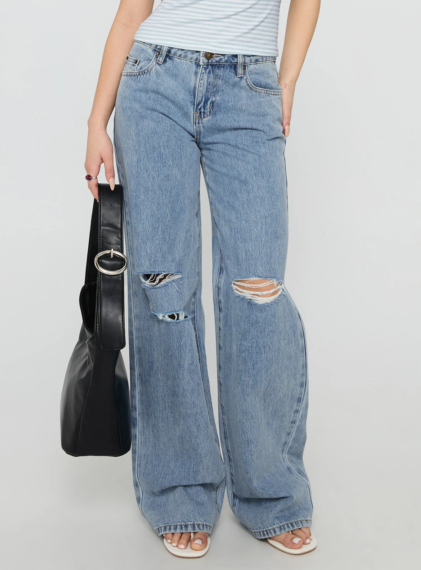 Kadison Low Rise Straight Leg Jeans Mid Wash Blue