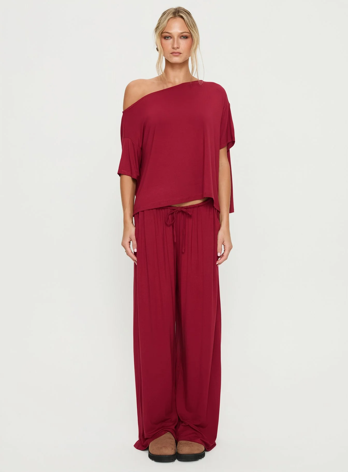 Cozy Hour Sleep Relaxed Pants Red