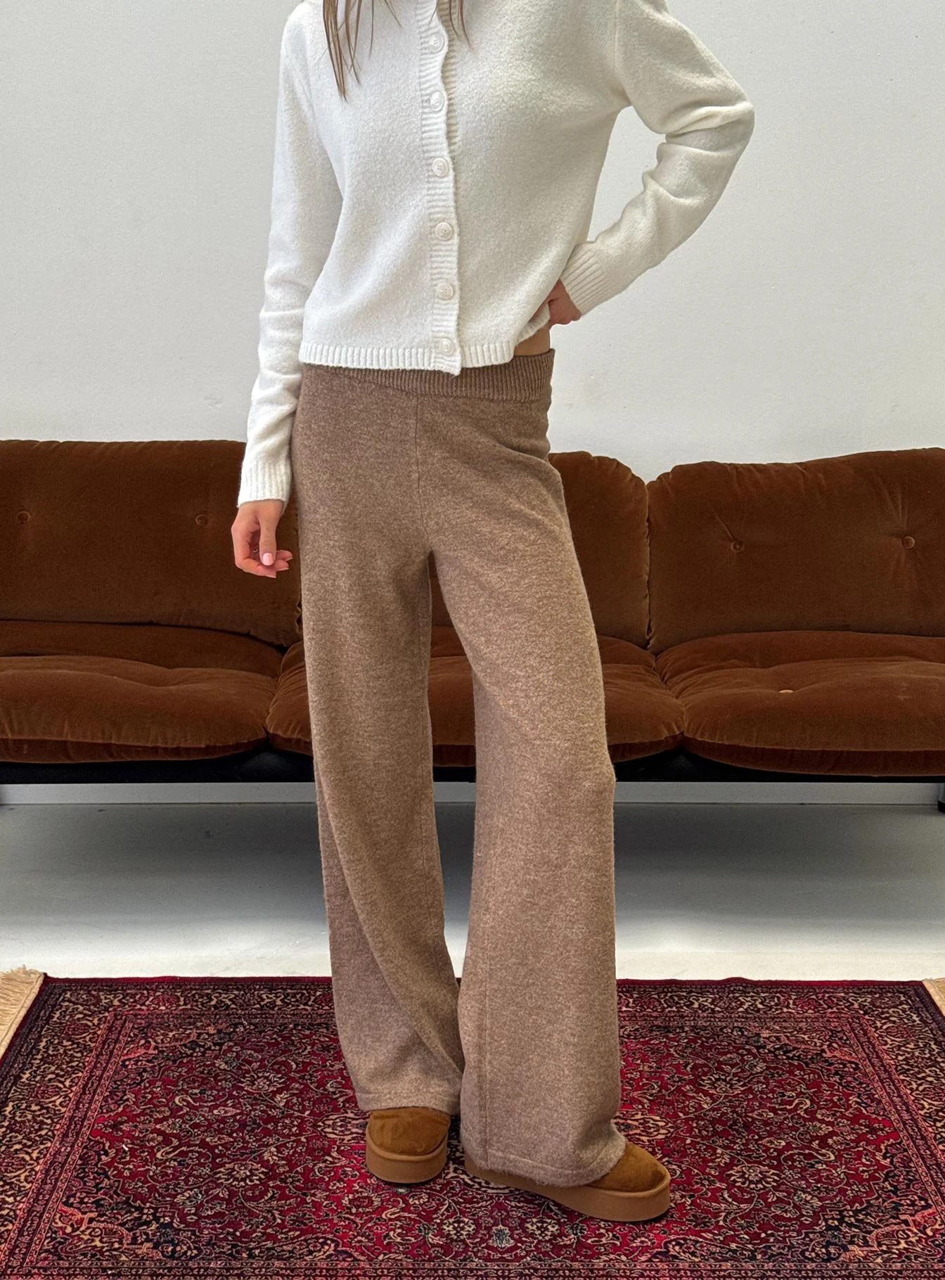 Bekki Wide Leg Knit Pant Mocha