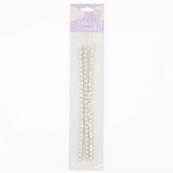 Sullivans Glass Pearls Bead, 25g Ivory- 6mm