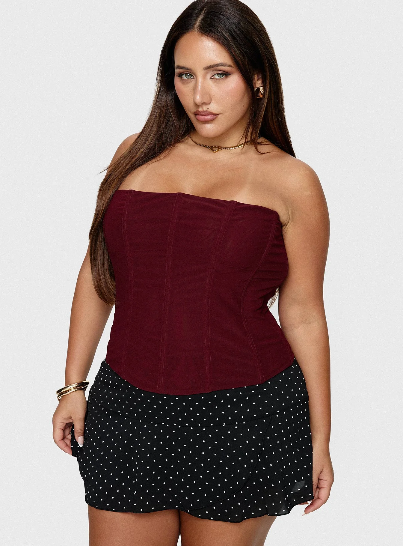 Sonsie Mini Skirt Black / White Polka Curve