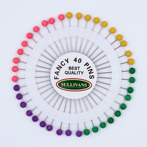 Sullivans Plastic Head Pins, 38mm Assorted Fluro- 40pc