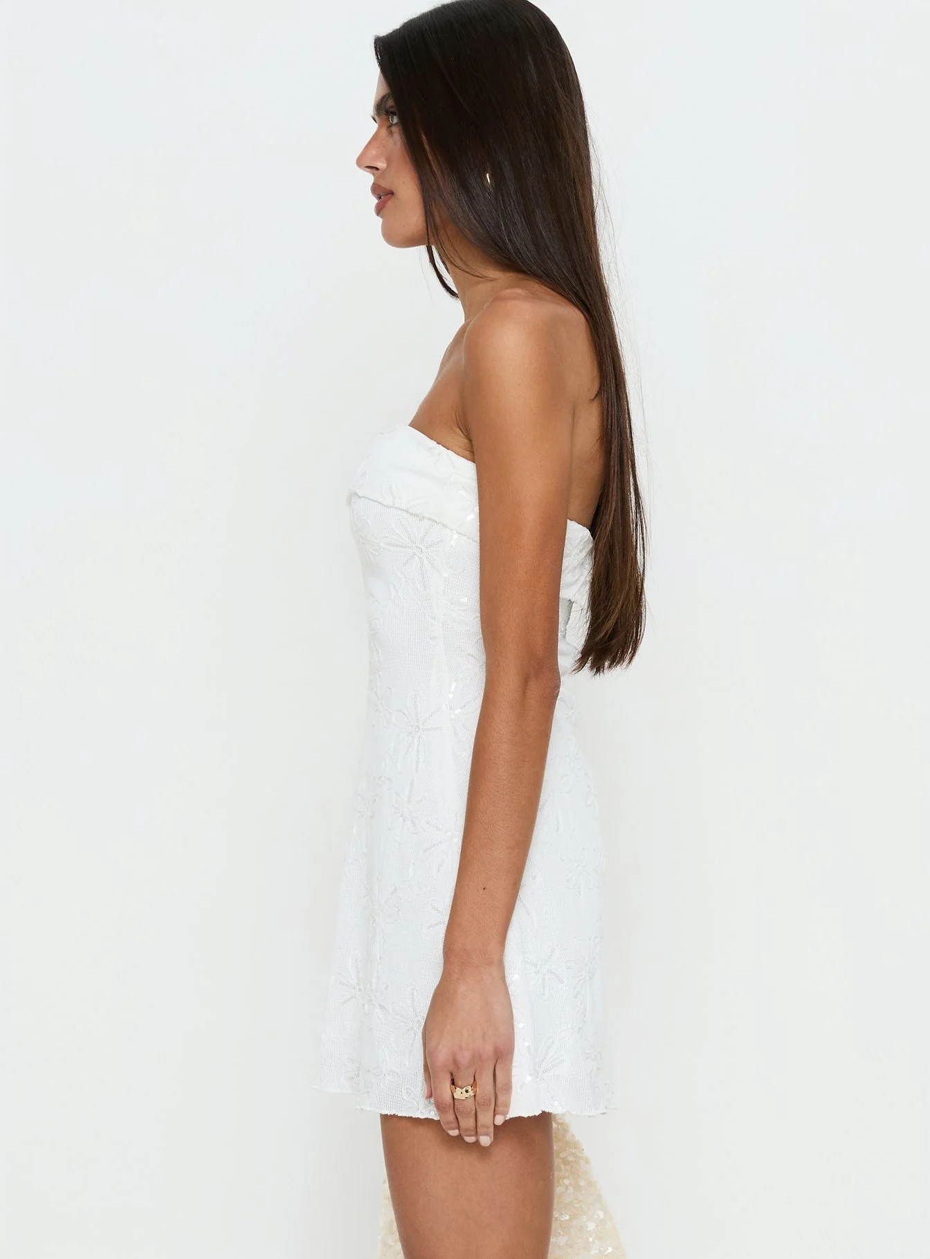 Graces Strapless Mini Dress White