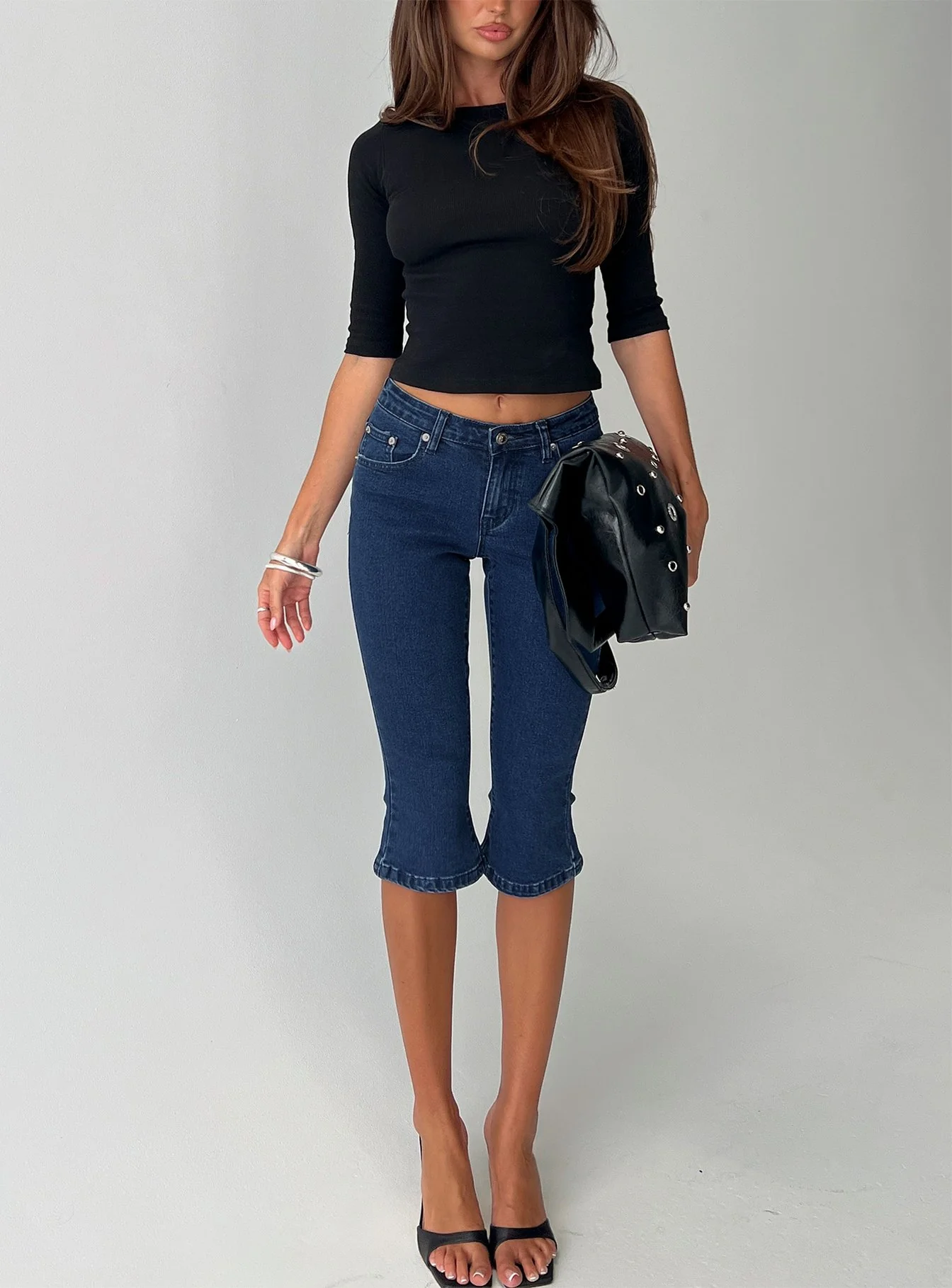 Kissimo Kick Flare Capri Pants Indigo Blue