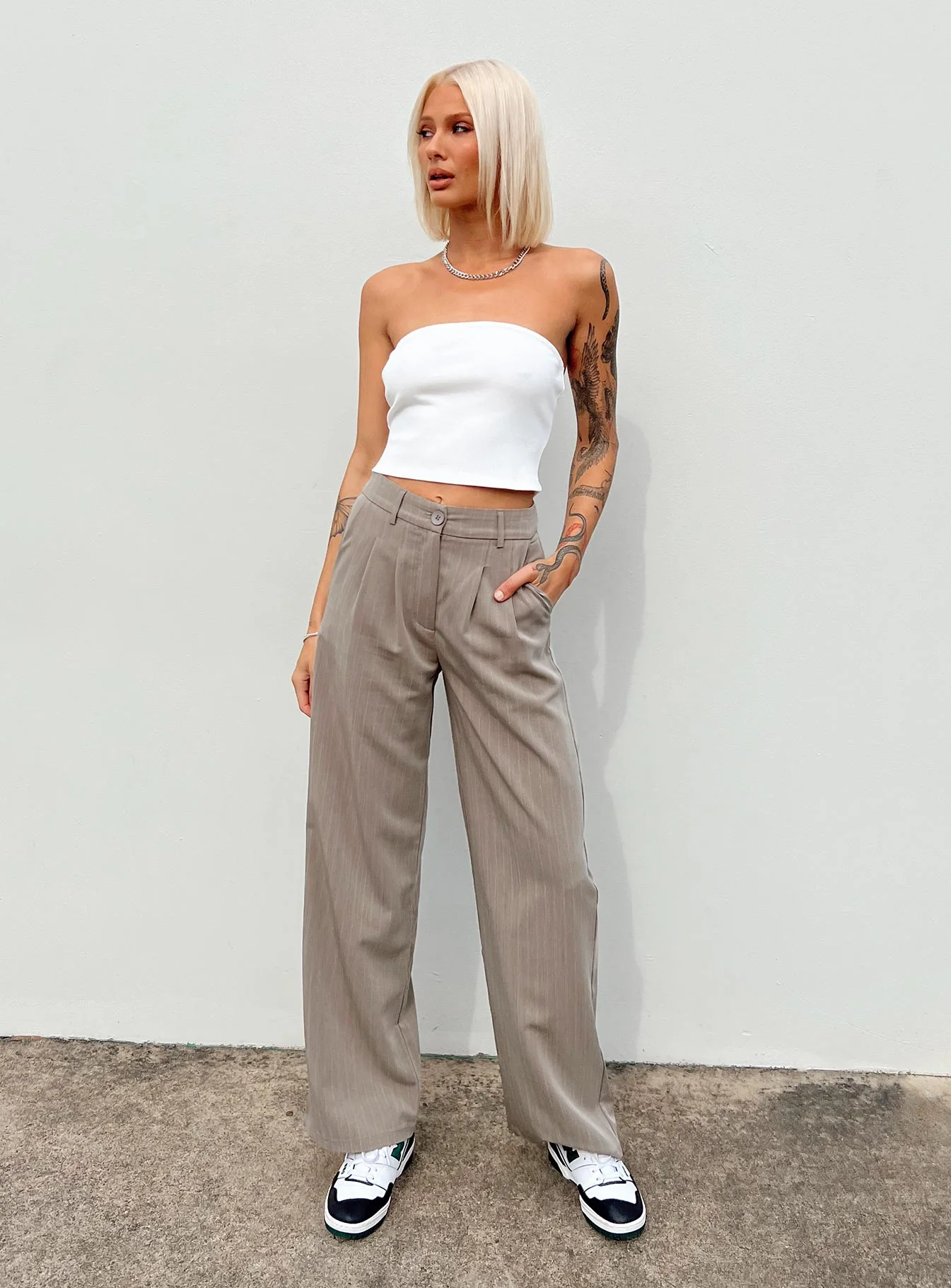 Archer Pants Pinstripe Beige