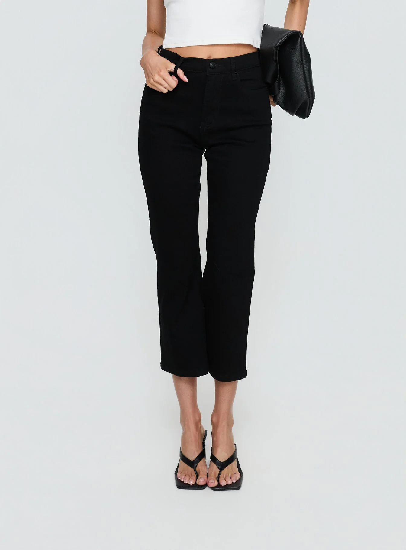 Cindee High Rise Cropped Jeans Jet Black