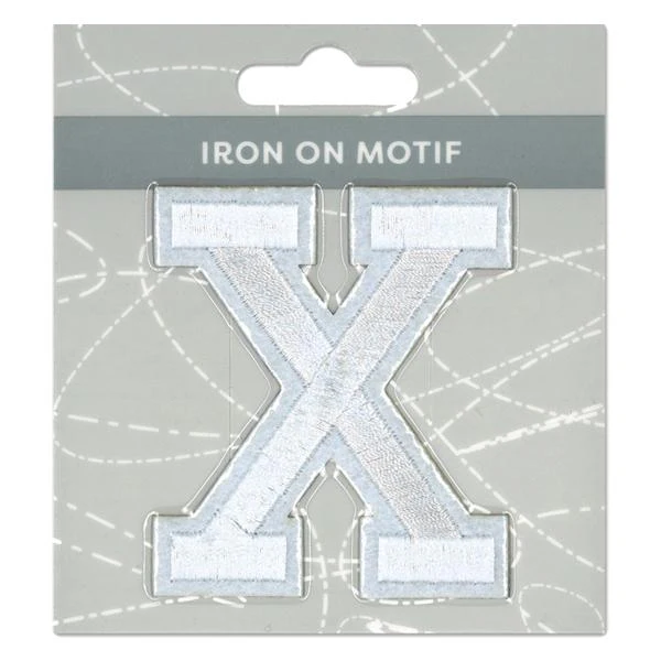 Sullivans Iron On Motif, White X- 75mm