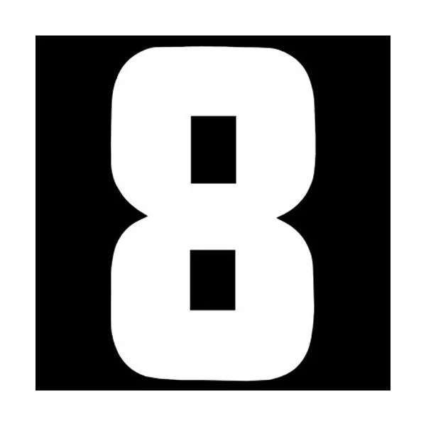 Sullivans Iron On Sports Number 8 , White- 200 mm