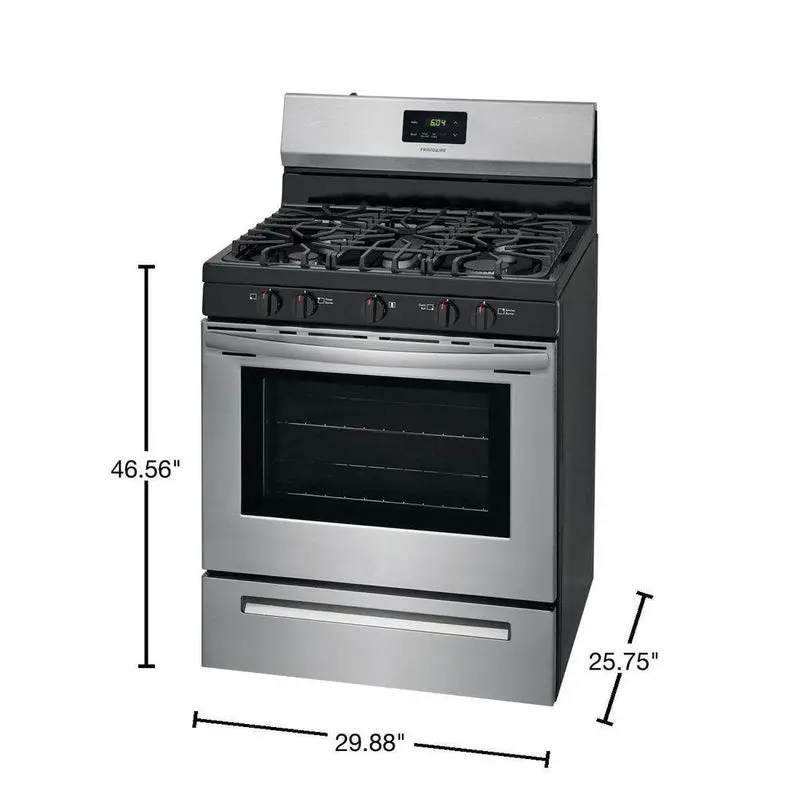 Wolnostojąca kuchenka gazowa Frigidaire 30″ – stal nierdzewna, płyta grzewcza 5-palnikowa, model FCRG3052AS
