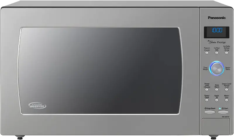 Mikrofalówka Panasonic NN-SN966S o pojemności 62 litrów (2,2 stopy sześciennej) – 1250 W, technologia inwerterowa, czujnik Genius, możliwość montażu na blacie lub do zabudowy.