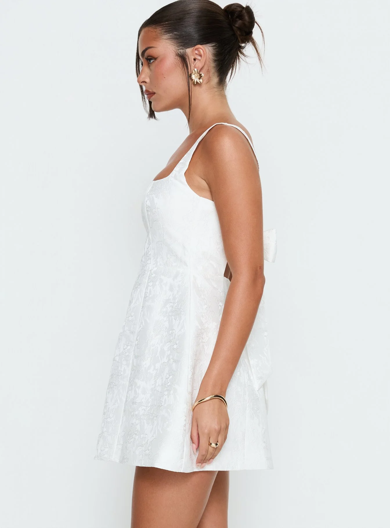 Asterie Bow Detail Mini Dress White