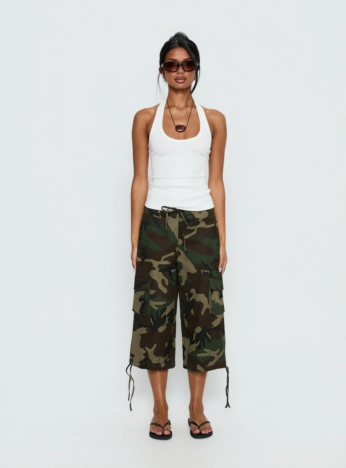 Baseline Scoop Halter Rib Tank White