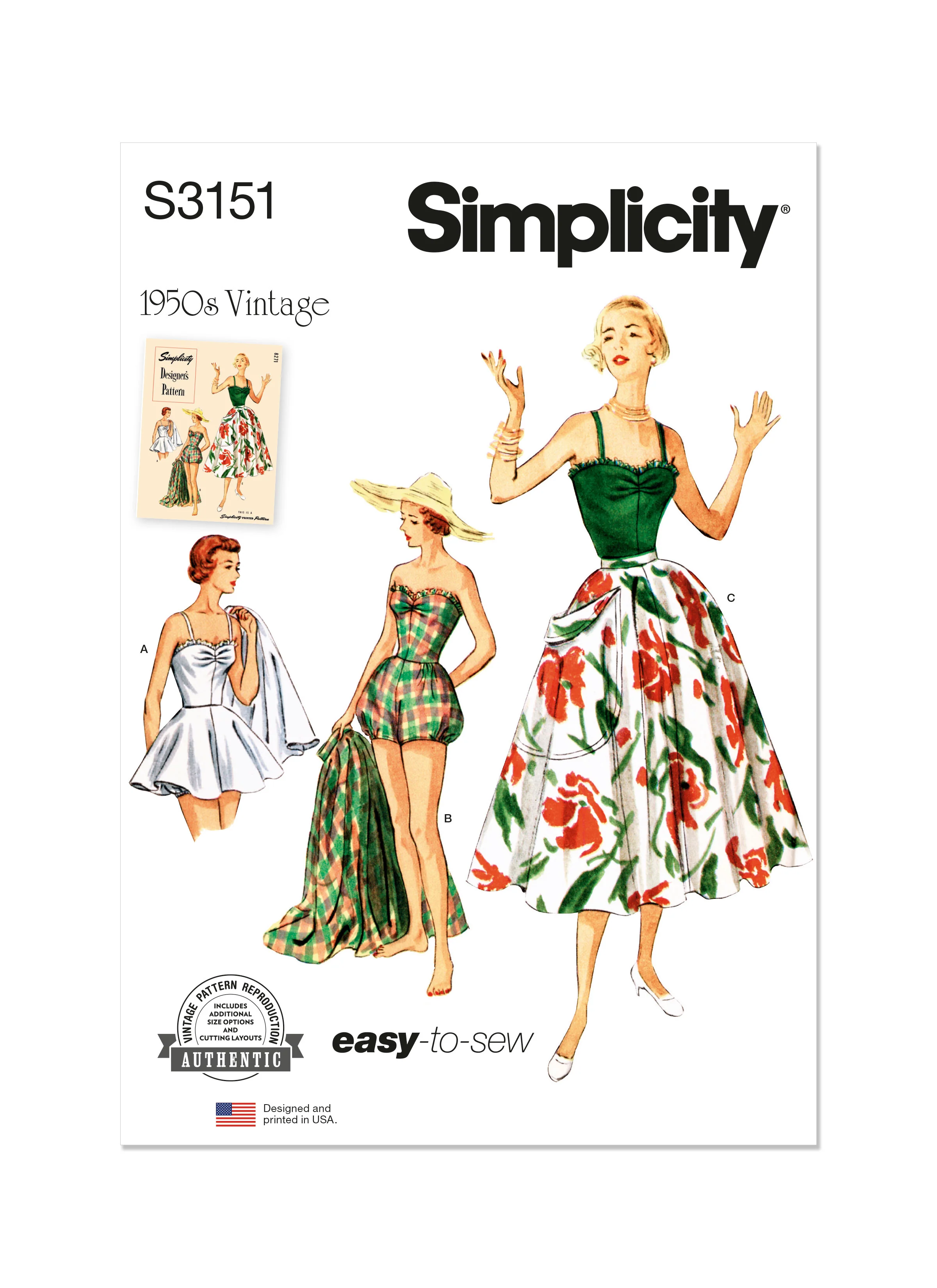 Simplicity Pattern S3151 1950s Misses