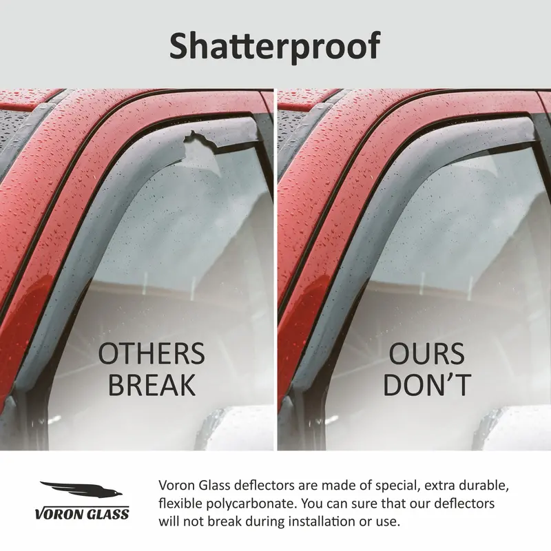 Voron Glass Extra Durable In-Channel Rain Deflektory do Chevroleta (Chevy) Silverado/GMC Sierra 1500 2019-2023 Crew Cab, Deflektory szyb, Osłony wentylacyjne, 4 sztuki – 220089