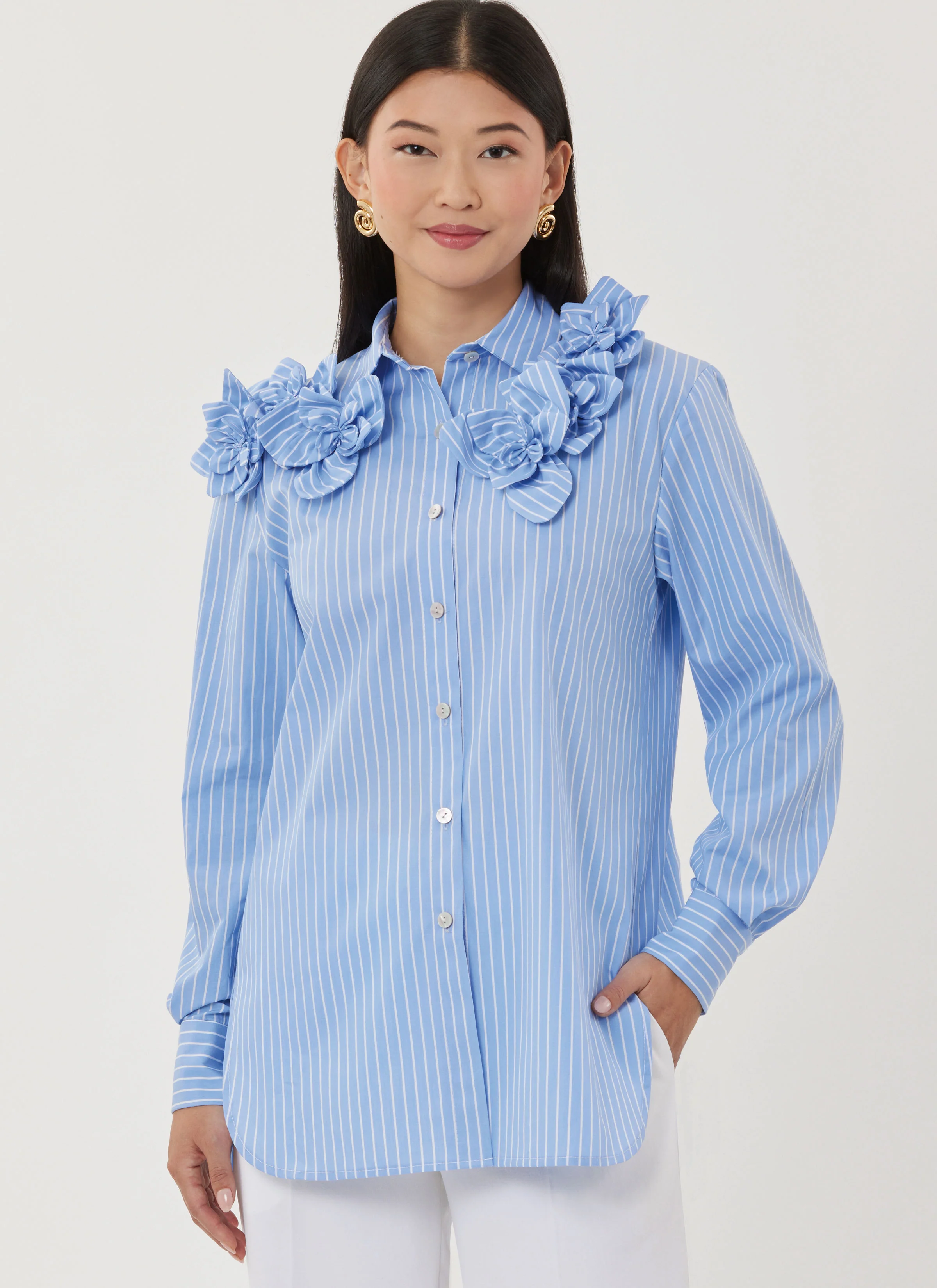Simplicity Pattern S3101 Misses' Shirt with Detachable 3D Flowers