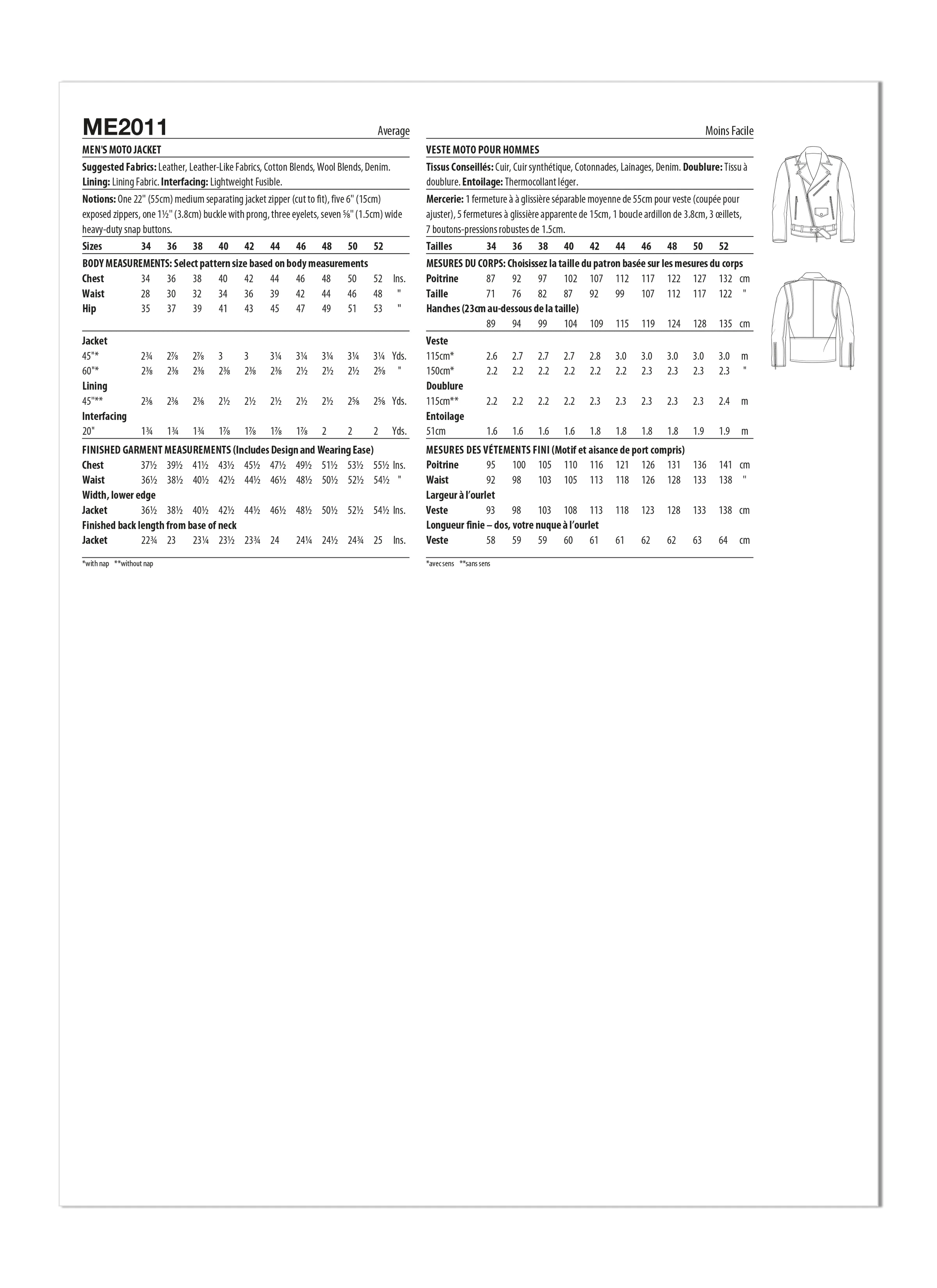 McCall's Pattern ME201 Men's Varsity Bomber Jacket