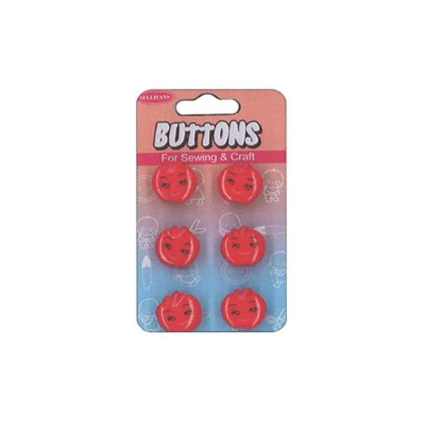 Sullivans Plastic Button, Red Apple