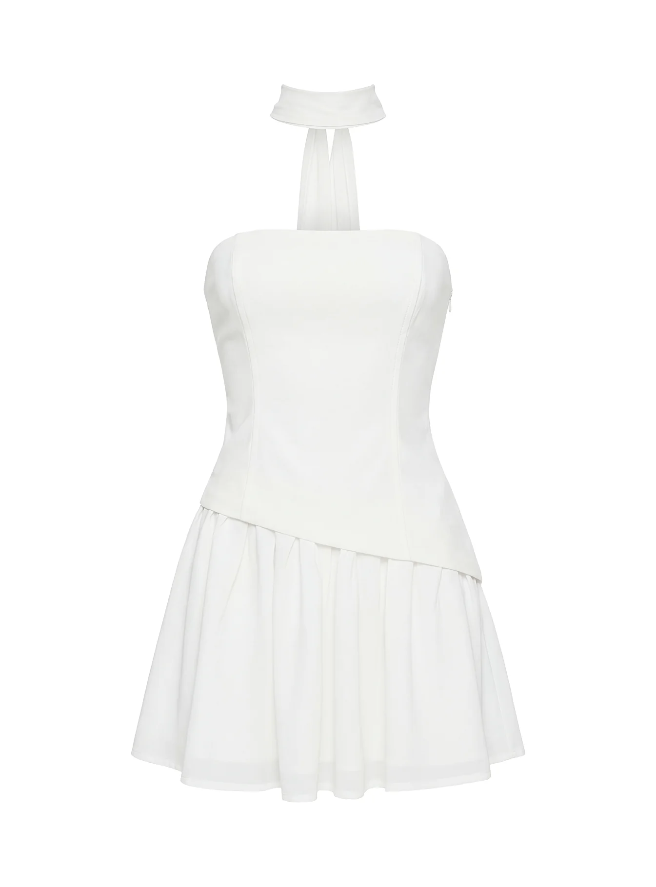 Odela Strapless Drop Waist Mini Dress White