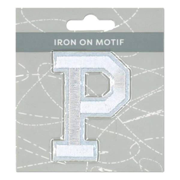 Sullivans Iron On Motif, White P- 75mm
